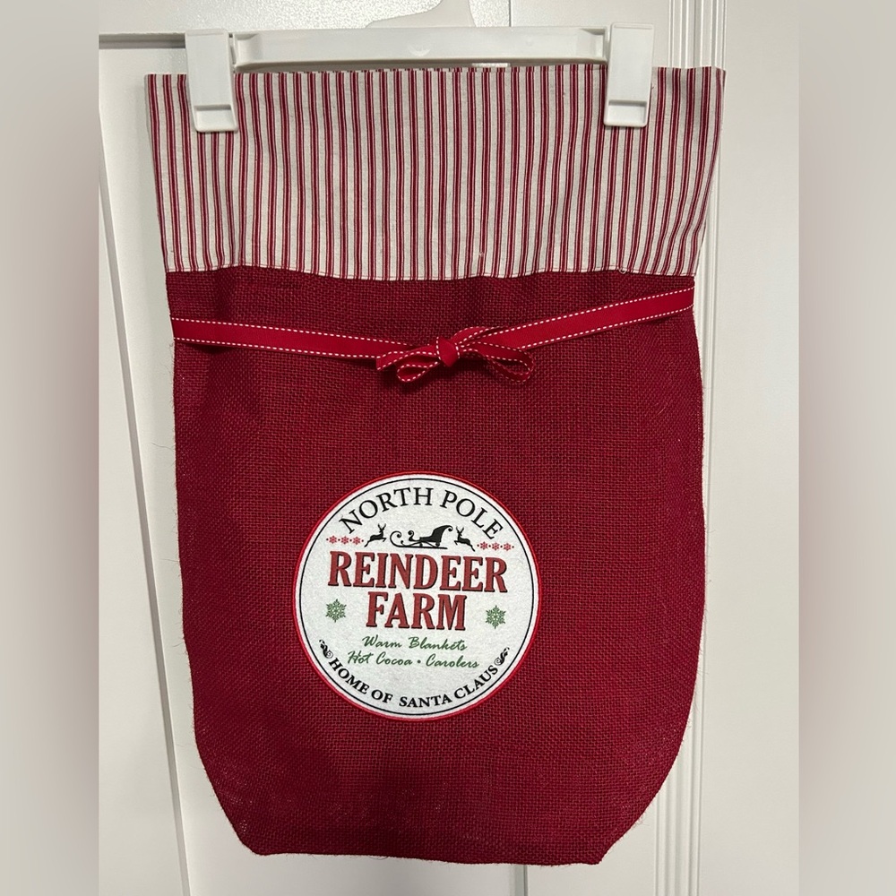Red North Pole Reindeer Farm Santa Sack